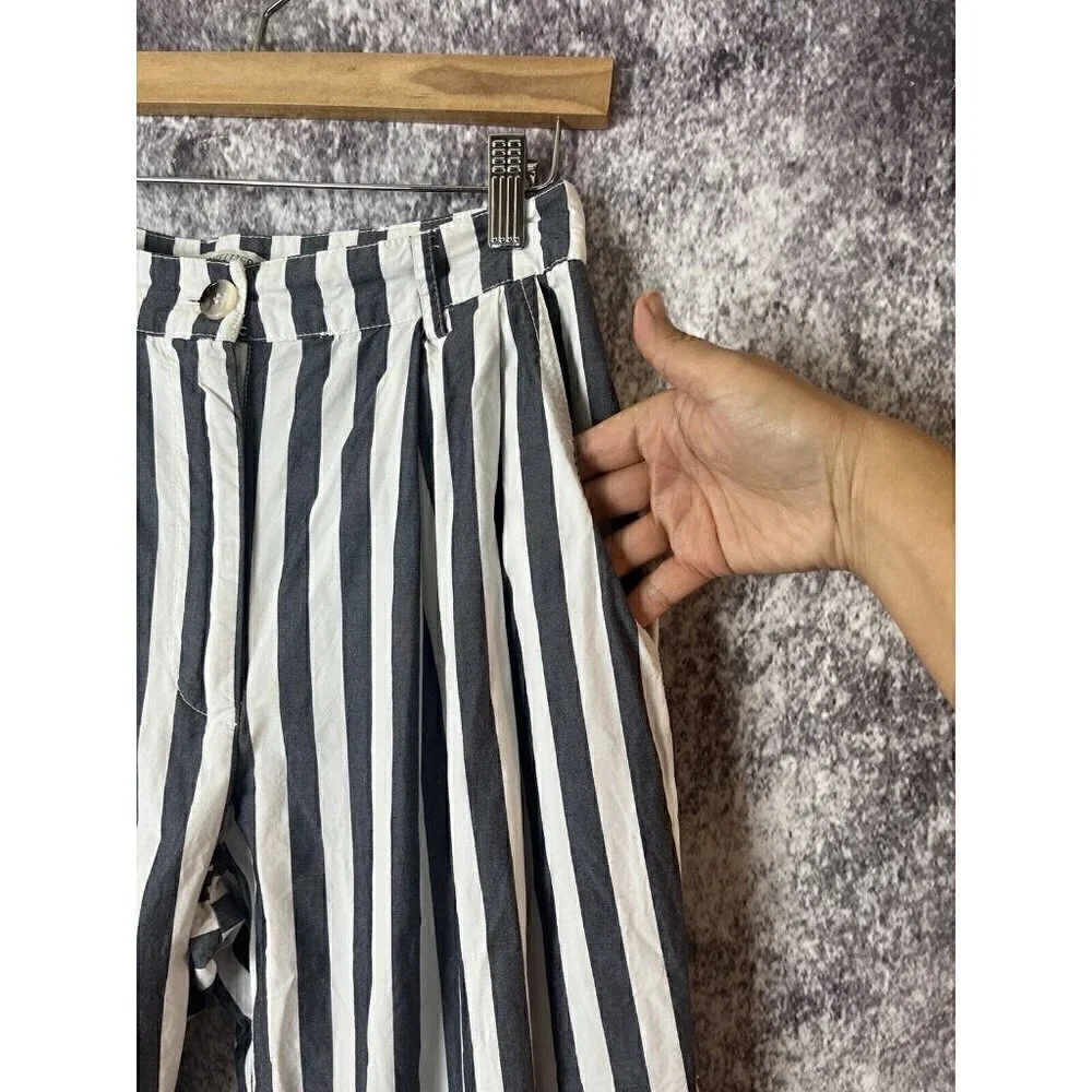 Urban Outfitters‎ Percy Tapered Pleated High Rise Striped Blue White Pants 4
